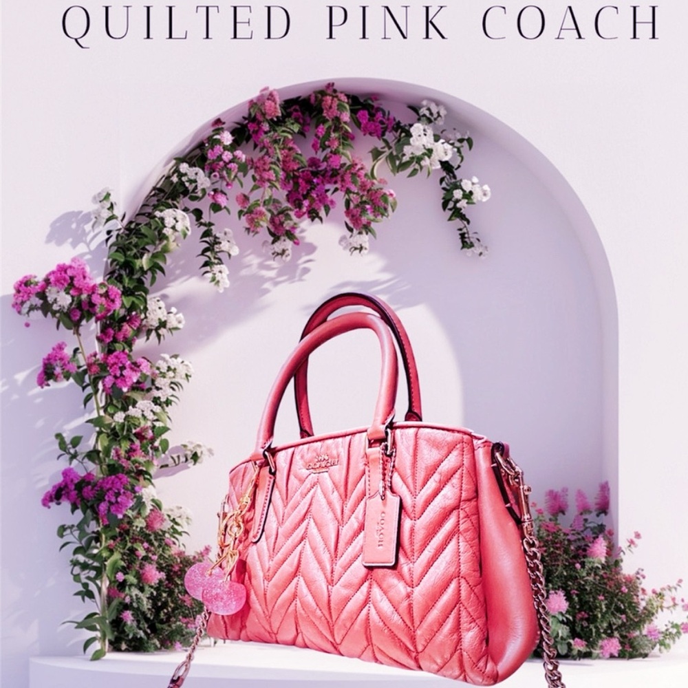 Coach soho shoulder bag Quilted Pink Satchel small crossbody bag tote bag - Picture 6 of 17